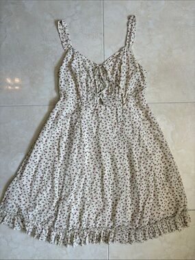 Vintage Denim & Supply Ralph Lauren Cream Floral Tie-Front Sundress 90s Medium